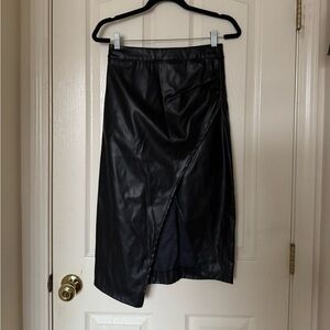 LULUS Faux Leather Midi Skirt • Slit